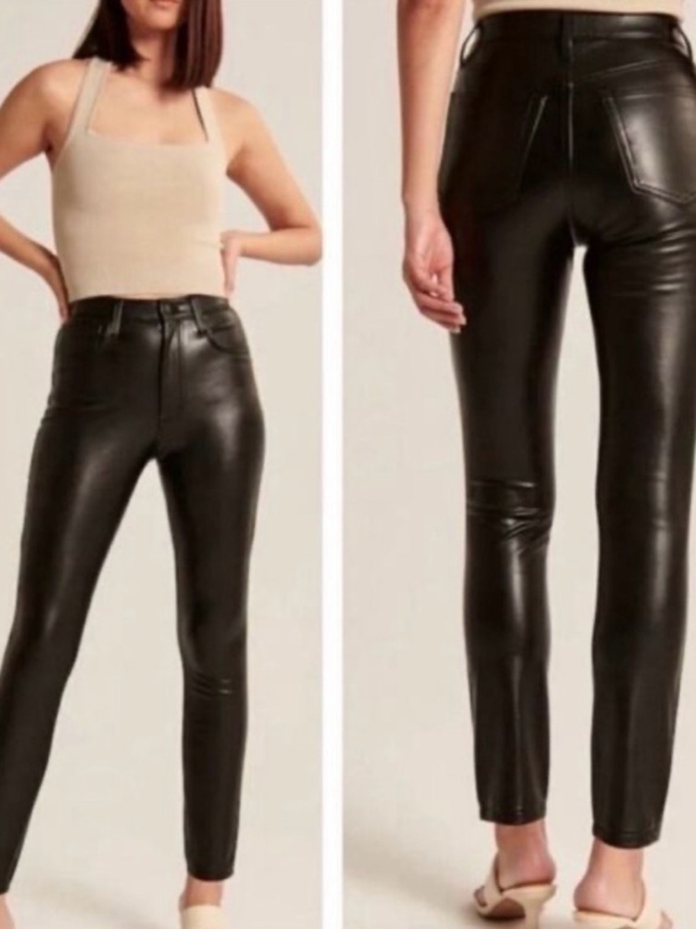 Abercrombie & Fitch The Skinny High Rise Black Leather Pants Vegan Curve Love